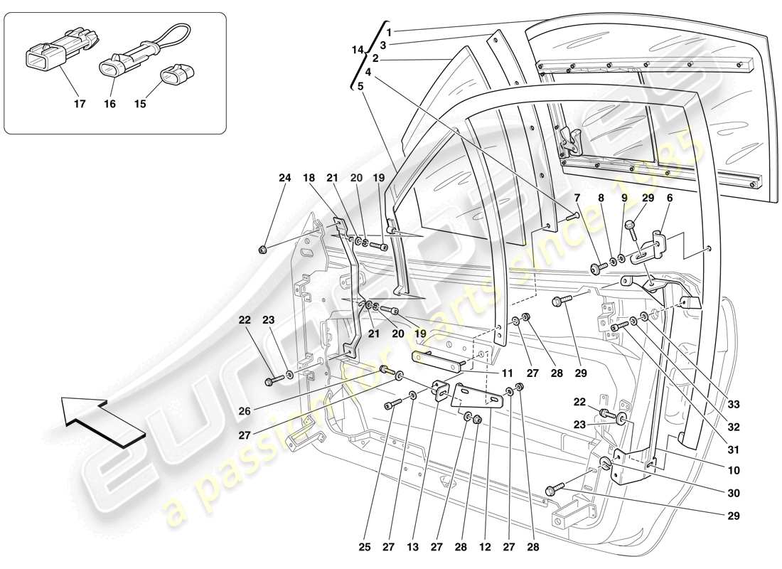 ferrari f430 scuderia spider 16m (rhd) quarterlight part diagram