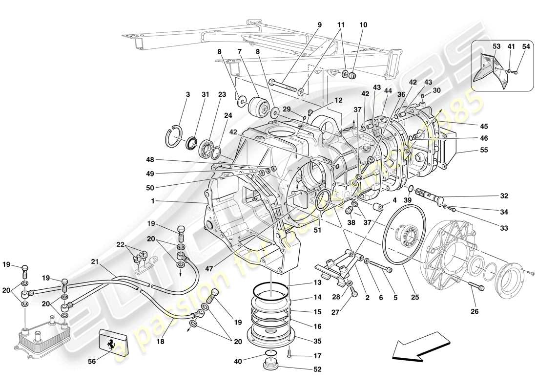 ferrari f430 scuderia spider 16m (rhd) gearbox - covers part diagram