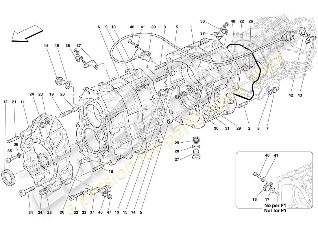 ferrari 612 scaglietti (europe) gearbox housing part diagram