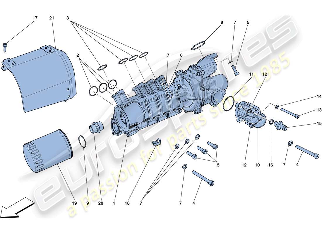 ferrari ff (usa) cooling - water / oil pump part diagram