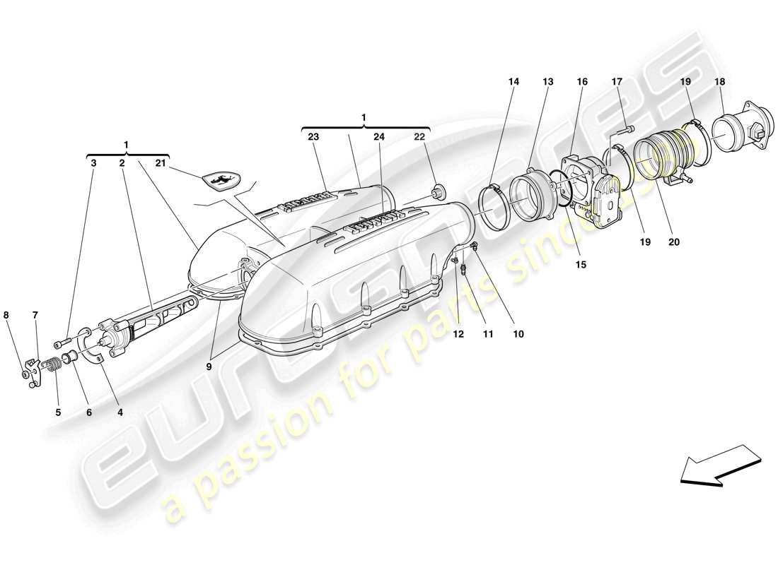 ferrari f430 scuderia (usa) intake manifold cover part diagram