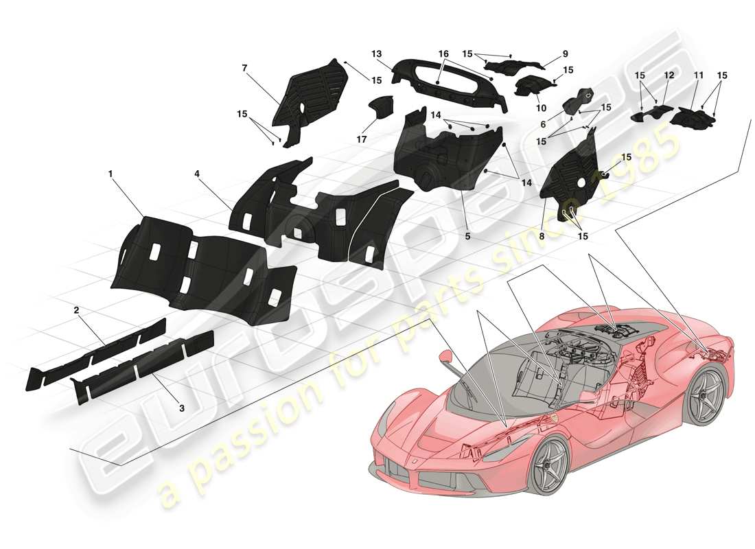 ferrari laferrari (usa) heat shields and insulation part diagram