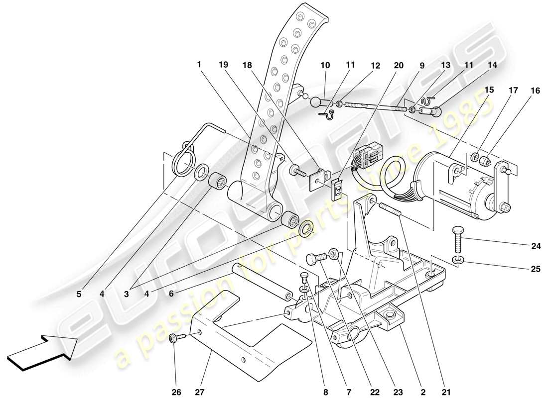 ferrari f430 scuderia (usa) electronic accelerator pedal part diagram