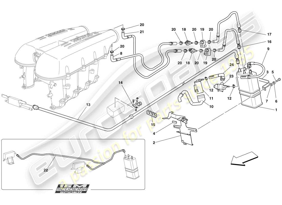 ferrari f430 scuderia (usa) evaporative emissions control system part diagram