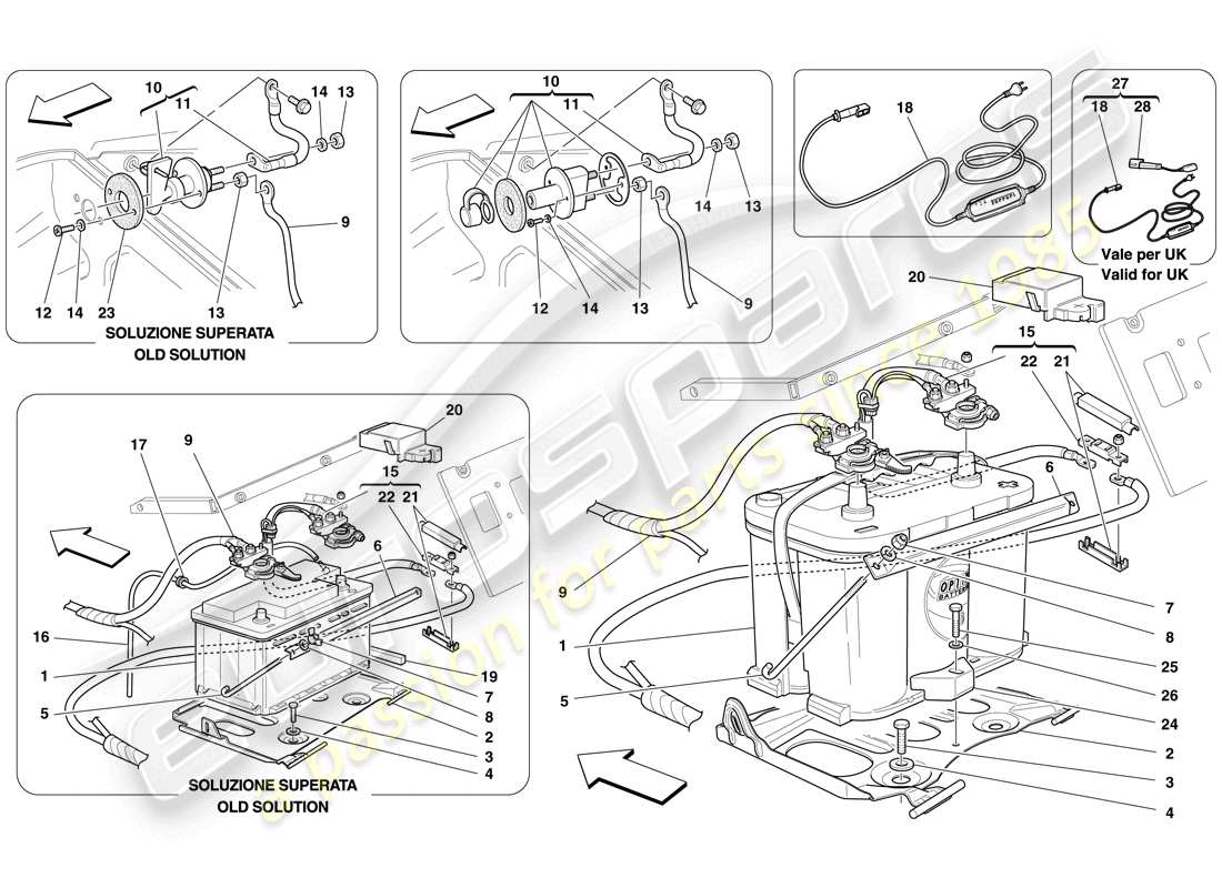 ferrari f430 scuderia (usa) battery part diagram