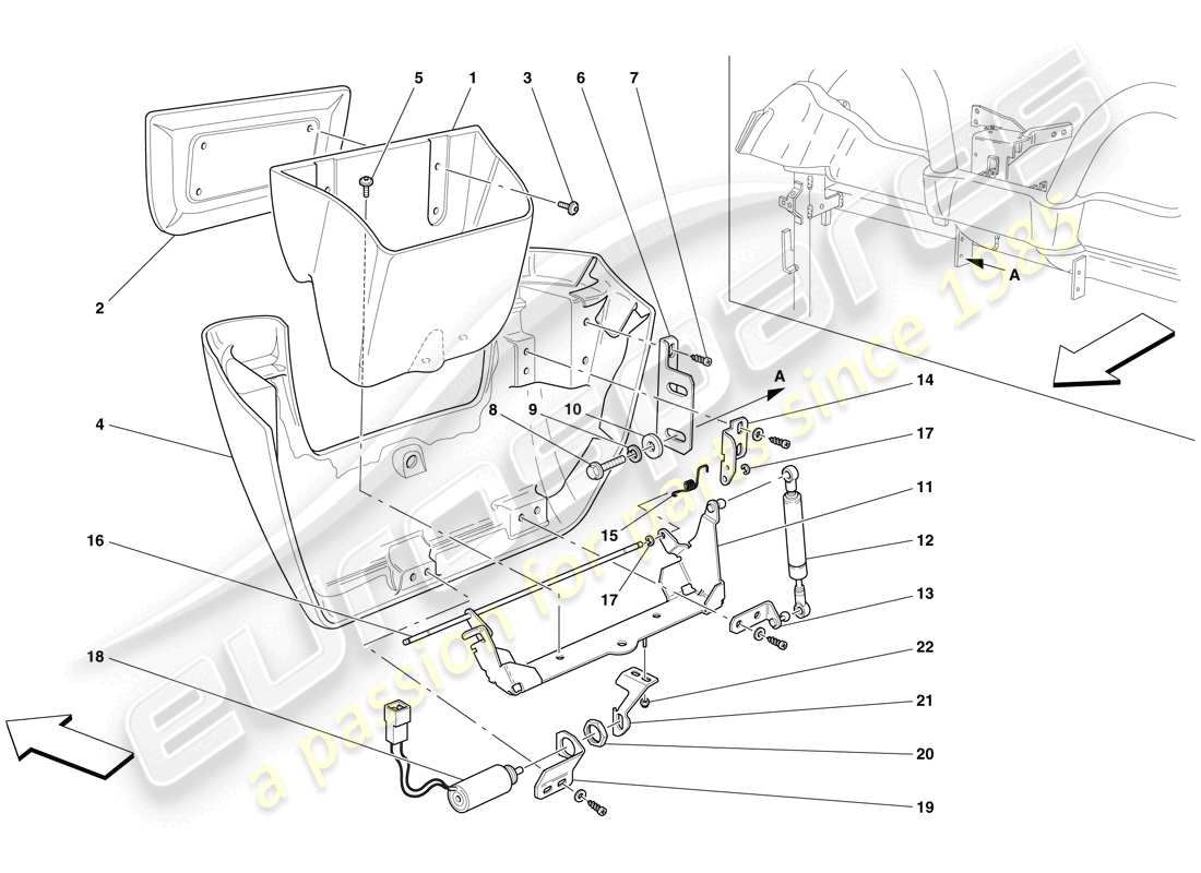 ferrari f430 spider (usa) rear oddment storage compartment part diagram