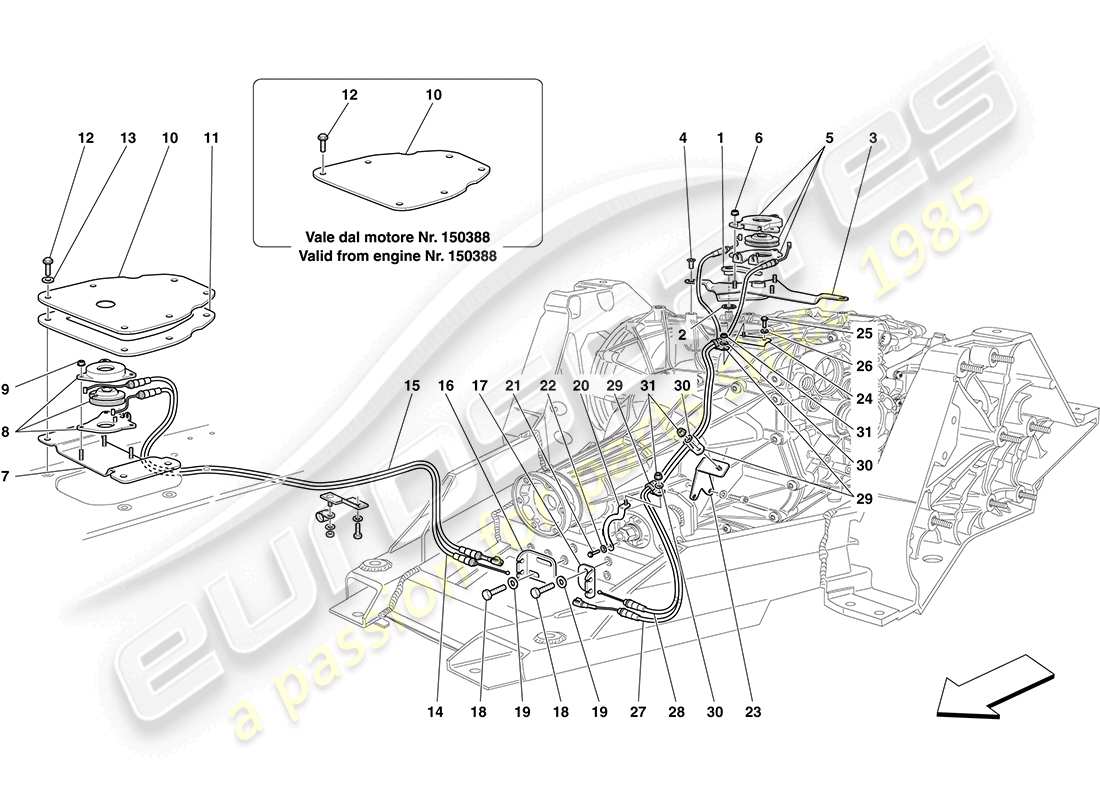 ferrari california (usa) manual dct gearbox lock release control part diagram