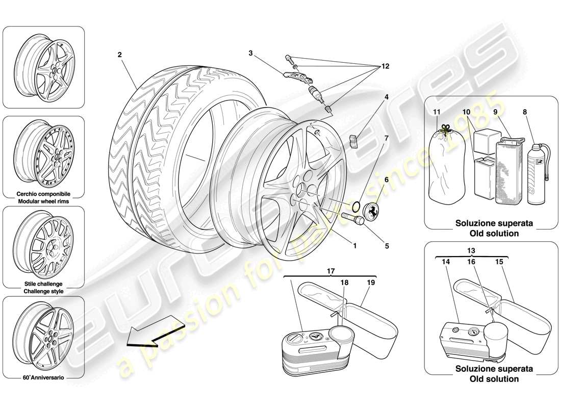 ferrari 612 scaglietti (usa) wheels part diagram