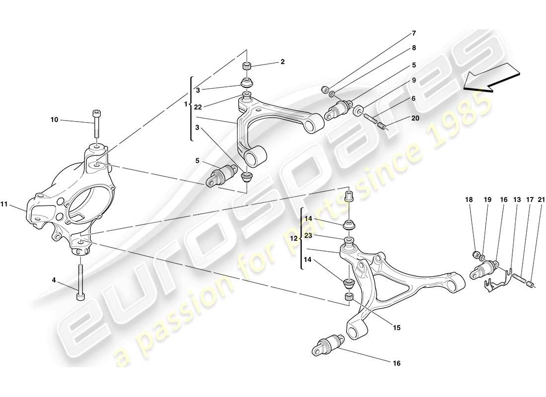 ferrari f430 coupe (rhd) front suspension - arms part diagram