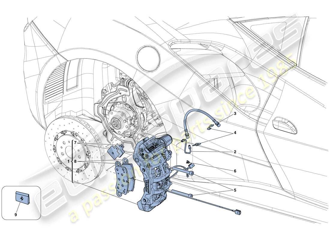 ferrari 488 gtb (europe) rear brake callipers part diagram