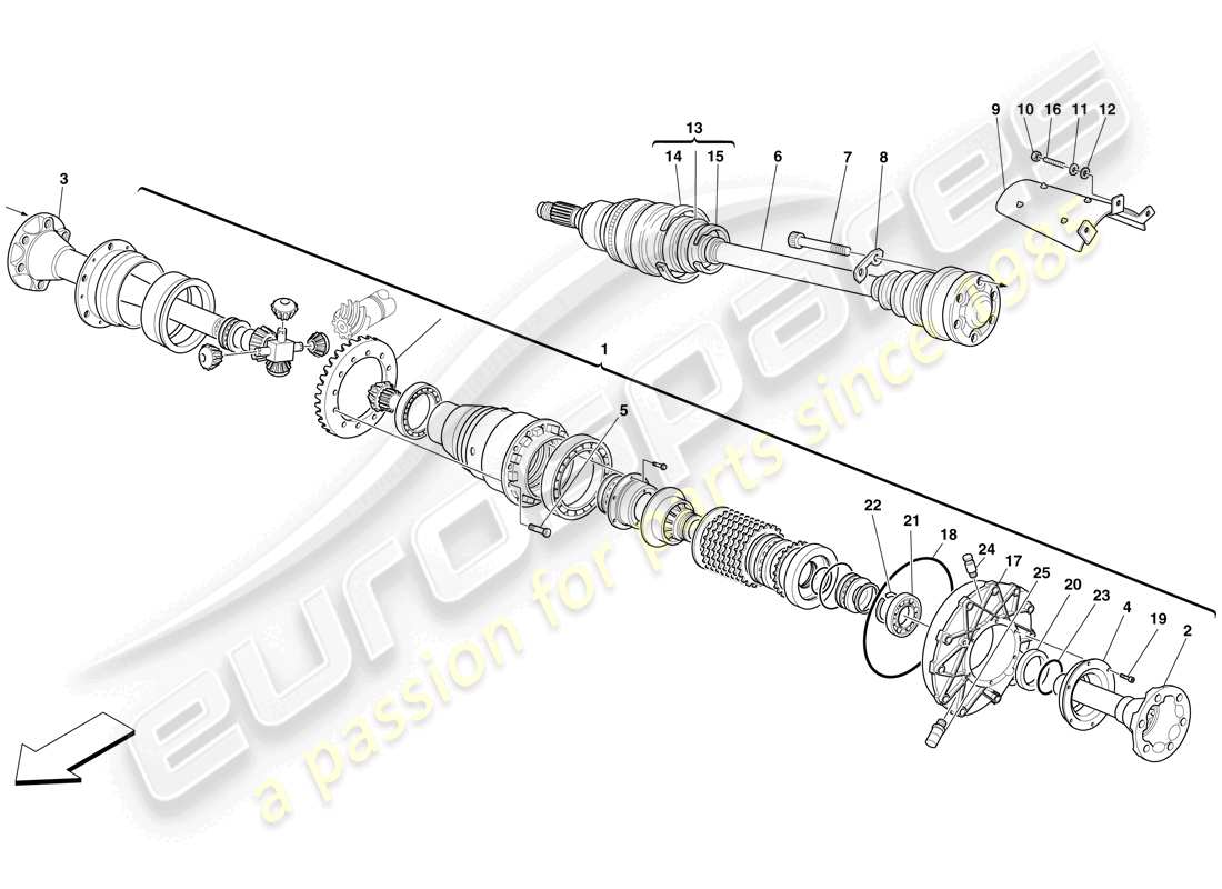 ferrari f430 scuderia spider 16m (usa) differential and axle shaft part diagram