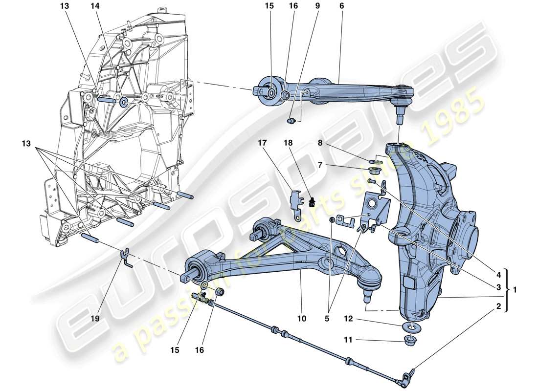 ferrari california t (rhd) front suspension - arms part diagram