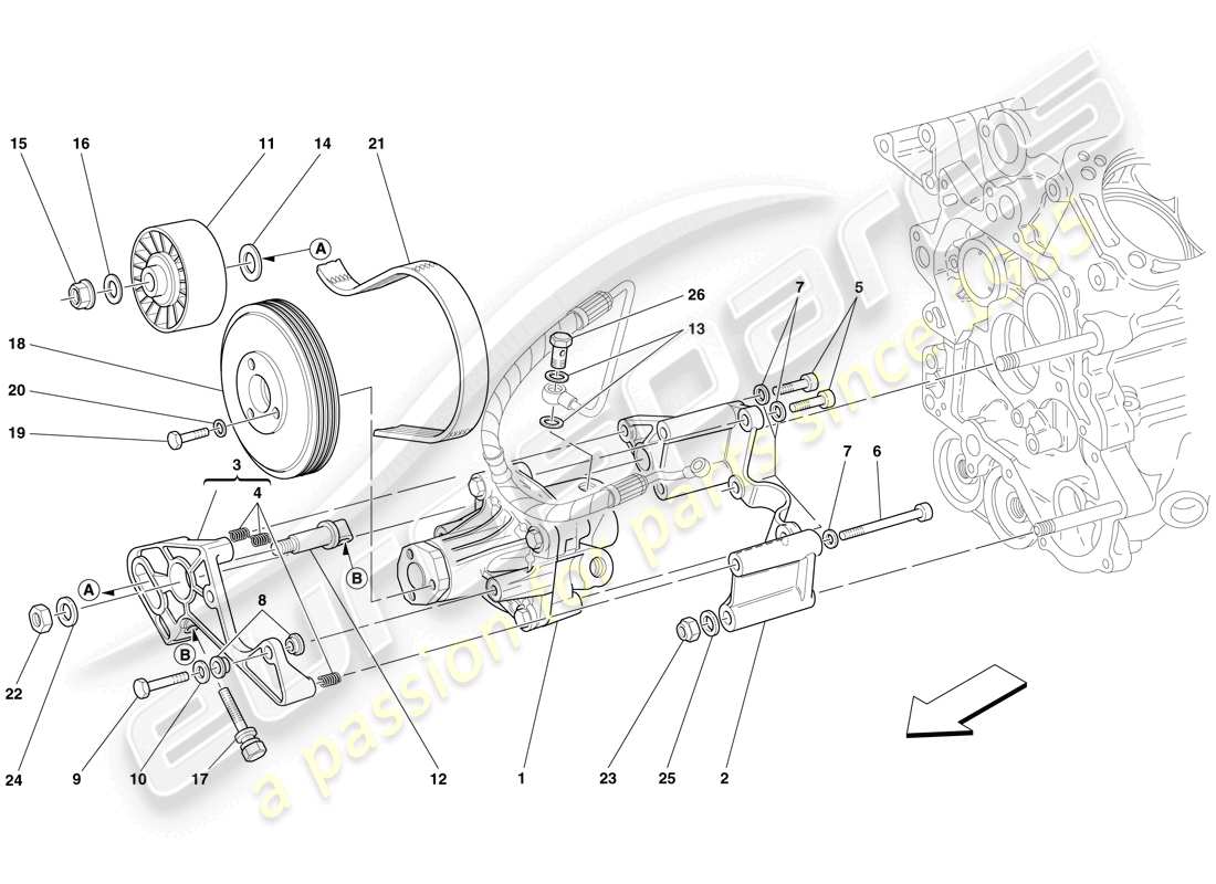 ferrari 612 scaglietti (europe) power steering pump part diagram