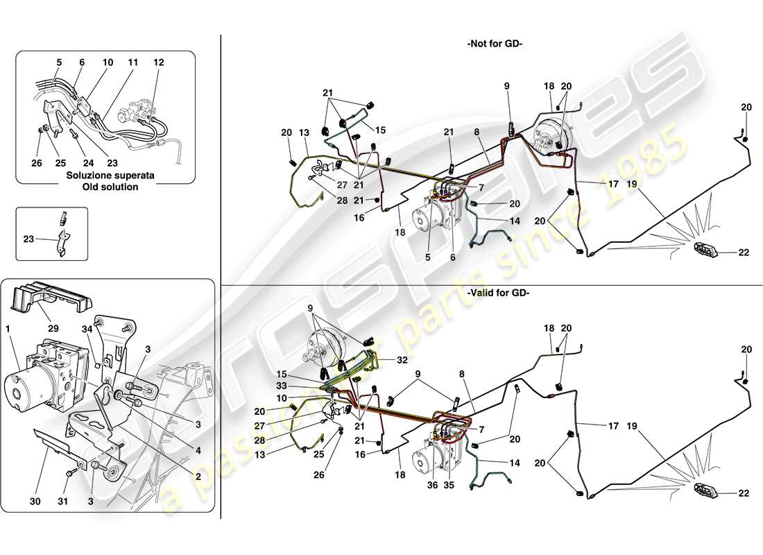 ferrari california (usa) brake system part diagram