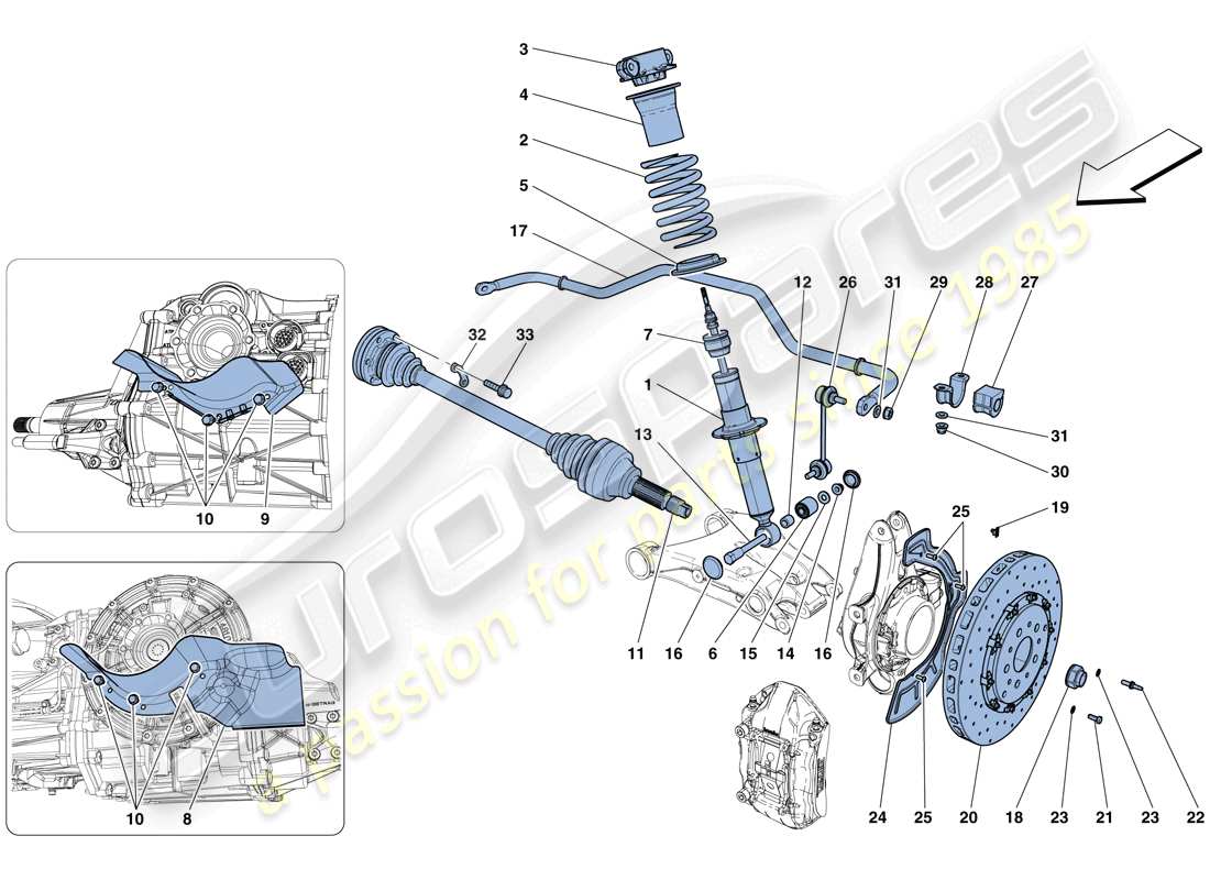 ferrari f12 tdf (europe) rear suspension - shock absorber and brake disc part diagram