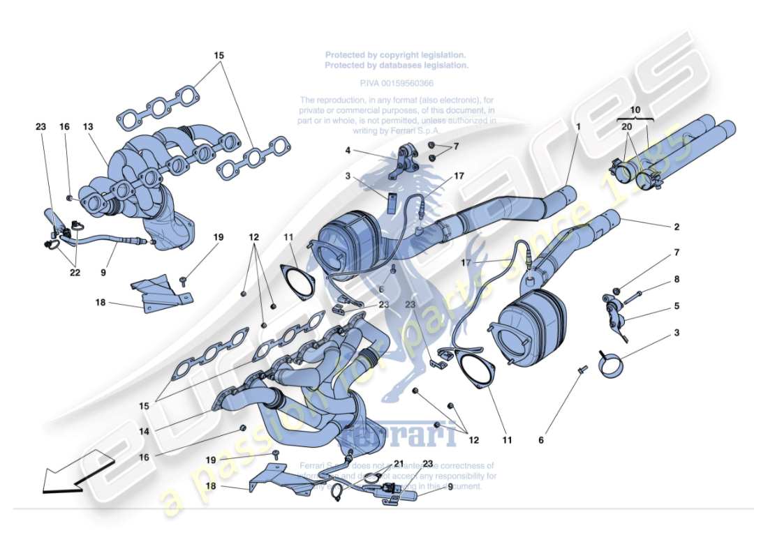 ferrari gtc4 lusso (europe) pre-catalytic converters and catalytic converters part diagram