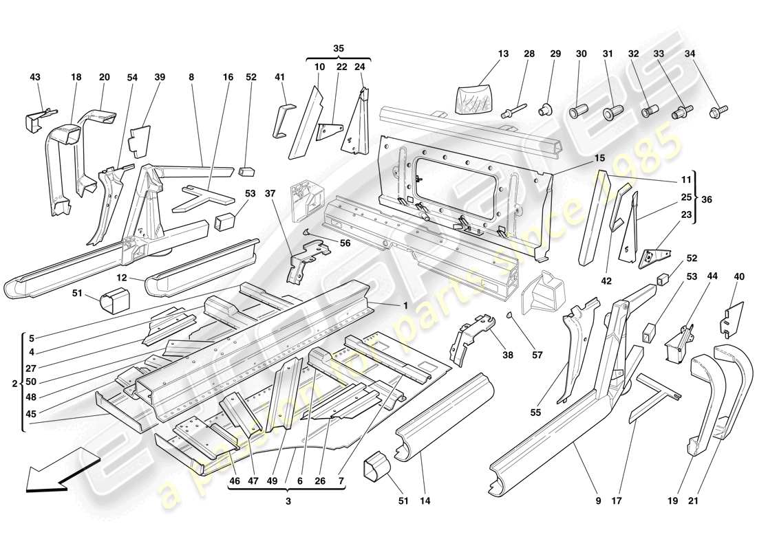 ferrari f430 spider (usa) central elements and panels part diagram