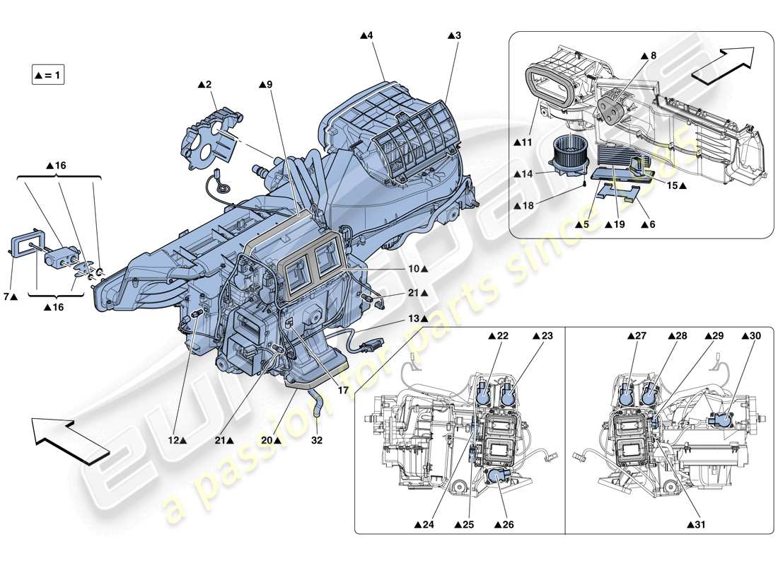 ferrari gtc4 lusso (europe) evaporator unit part diagram