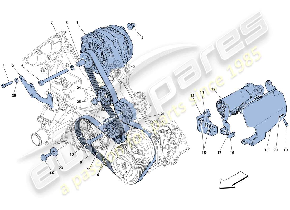 ferrari 458 italia (rhd) alternator - starter motor part diagram