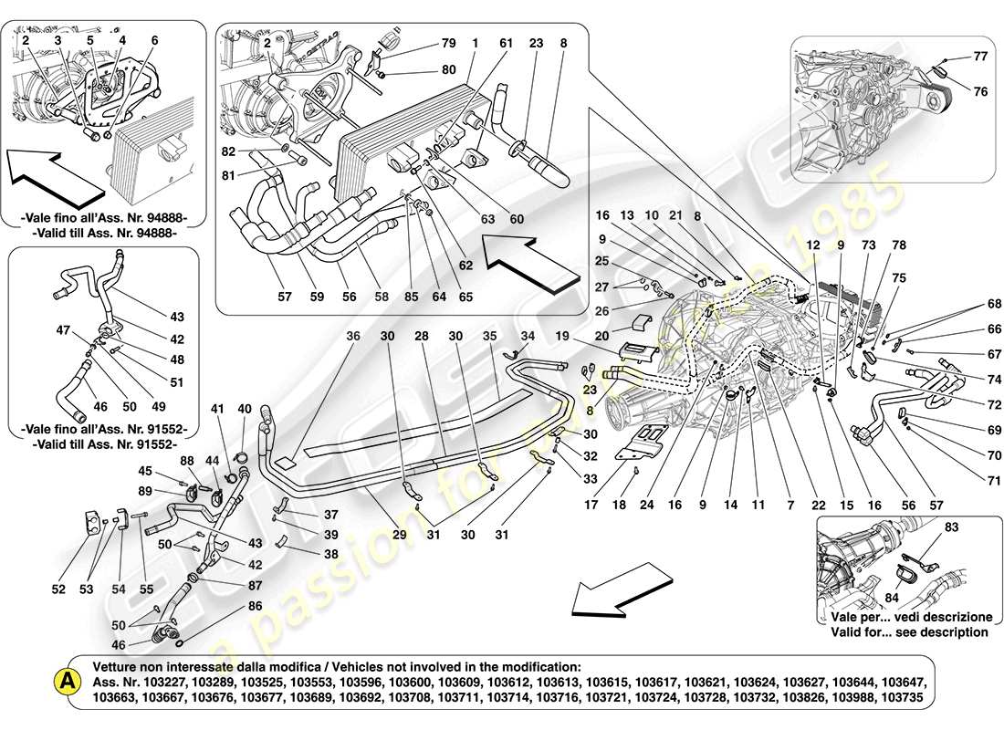 ferrari california (usa) gearbox lubrication and cooling circuit part diagram