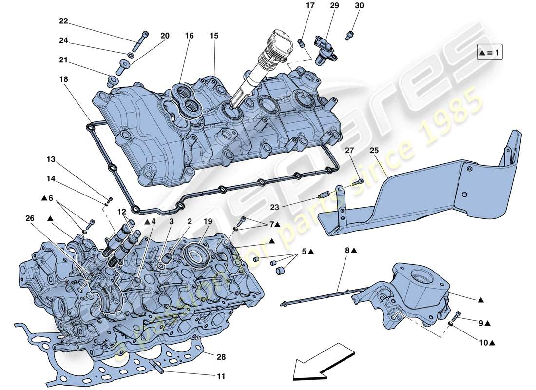 ferrari 458 spider (rhd) left hand cylinder head part diagram