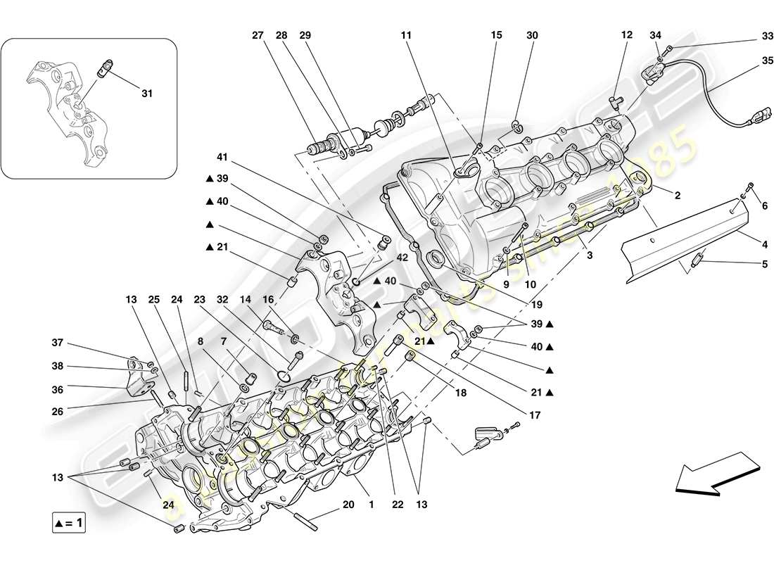 ferrari f430 coupe (europe) left hand cylinder head part diagram