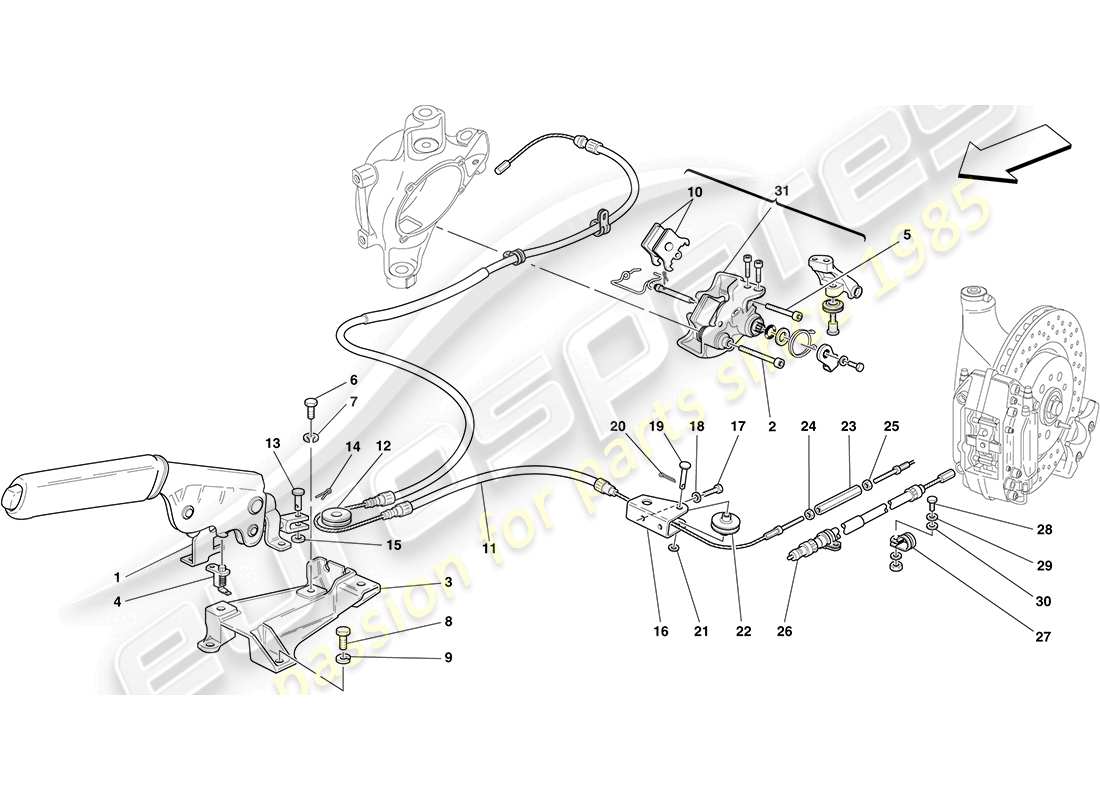 ferrari f430 coupe (europe) parking brake control part diagram