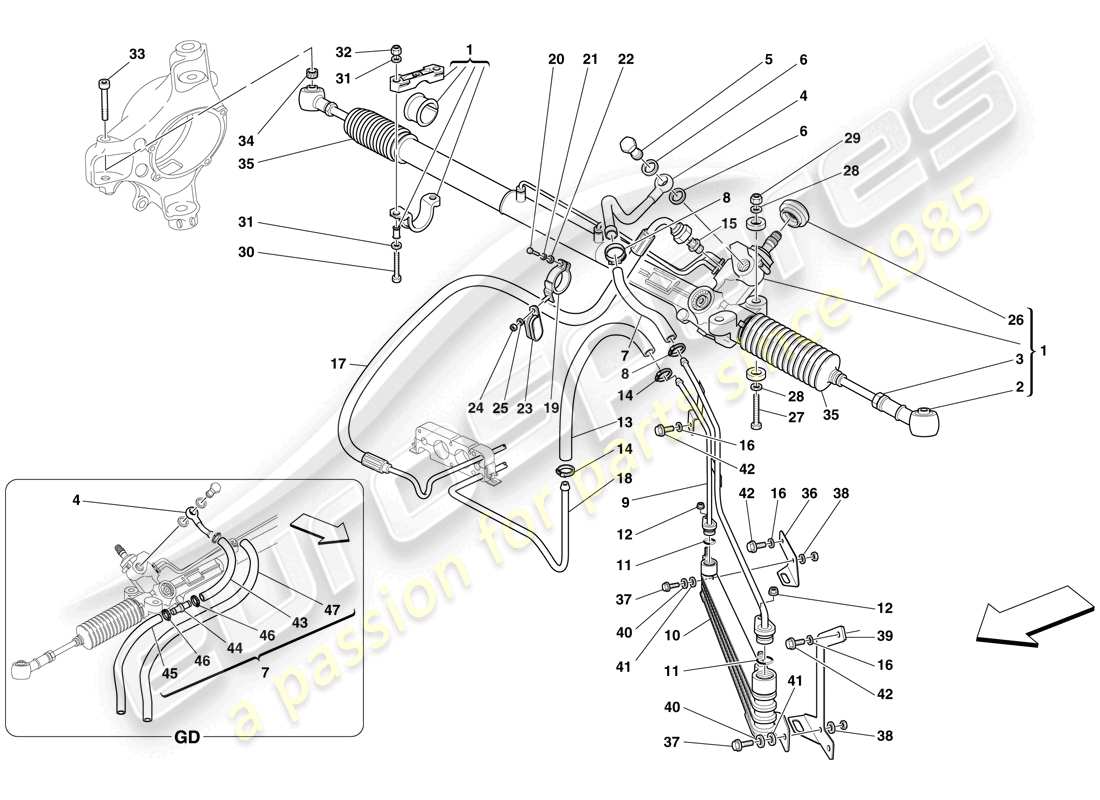 ferrari f430 scuderia spider 16m (europe) hydraulic power steering box and serpentine coil part diagram