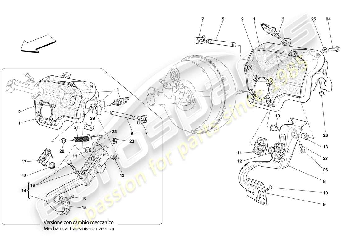 ferrari 612 scaglietti (europe) pedal board part diagram