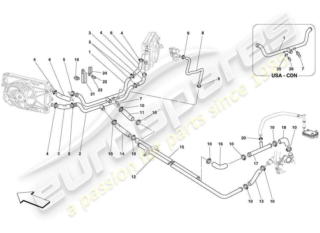 ferrari f430 scuderia spider 16m (rhd) cooling system part diagram