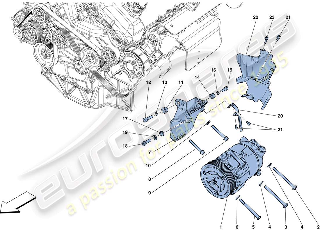 ferrari ff (rhd) ac system compressor part diagram