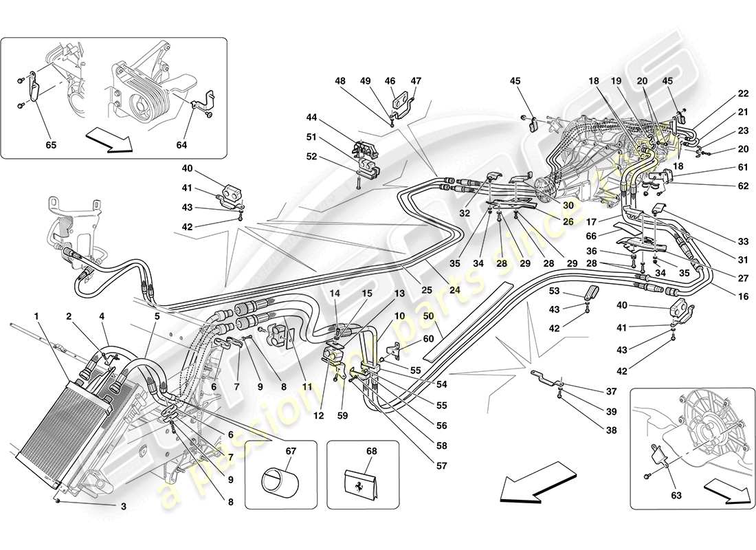 ferrari california (rhd) gearbox oil lubrication and cooling system part diagram