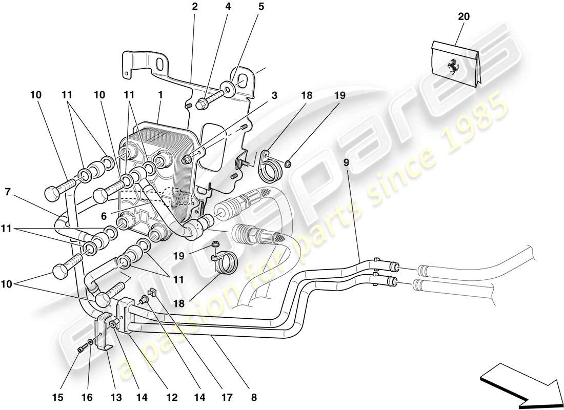 ferrari california (rhd) gearbox oil lubrication and cooling system part diagram