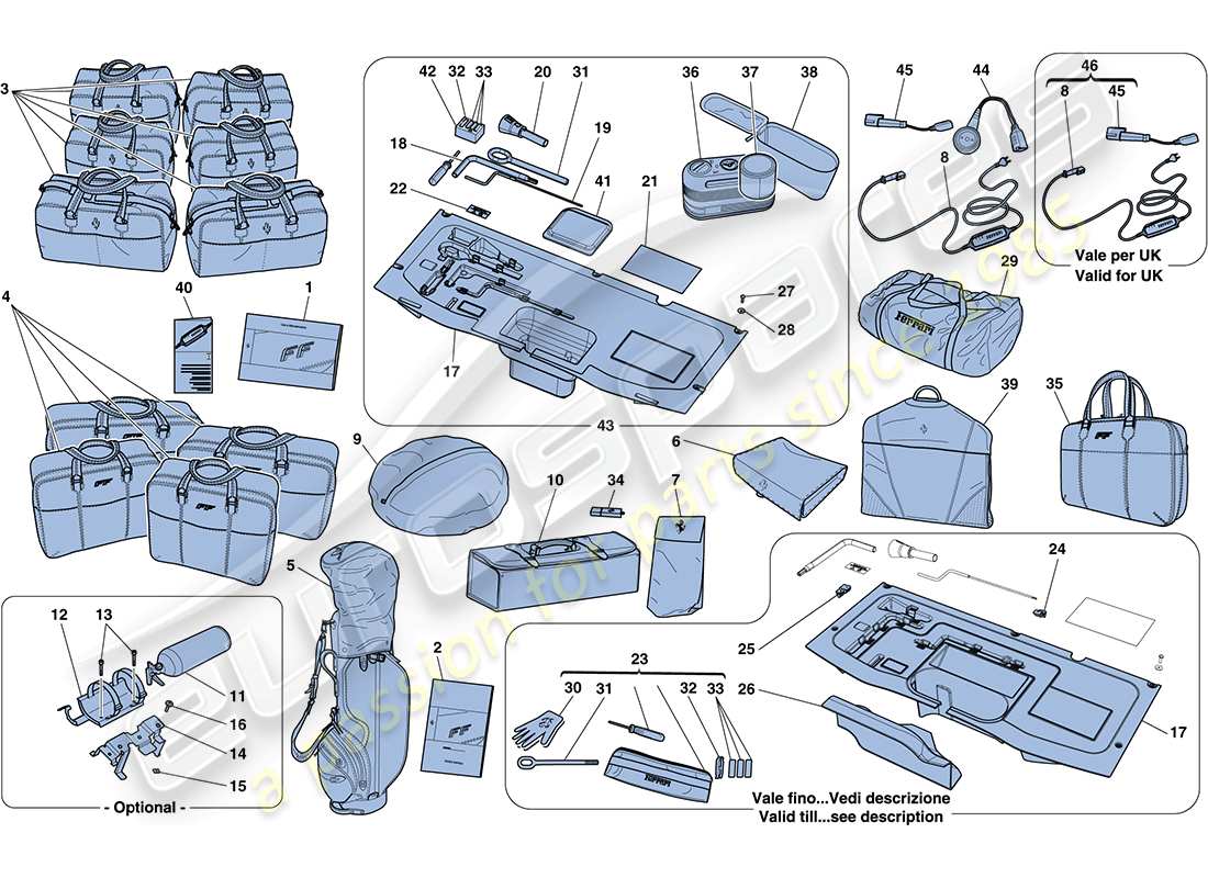 ferrari ff (rhd) tools and accessories provided with vehicle part diagram