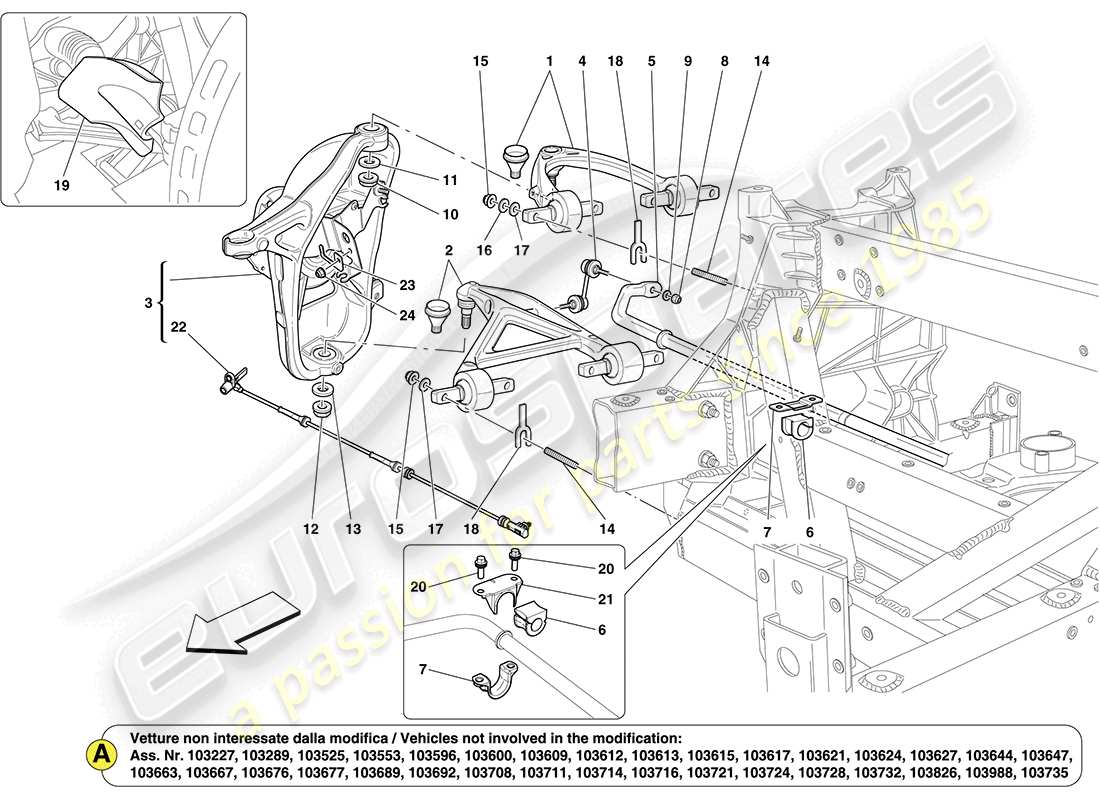 ferrari california (usa) front suspension part diagram