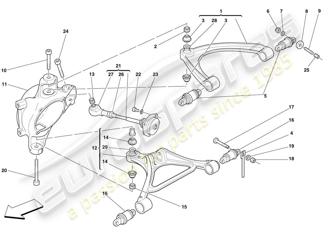 ferrari f430 scuderia spider 16m (usa) rear suspension - arms part diagram