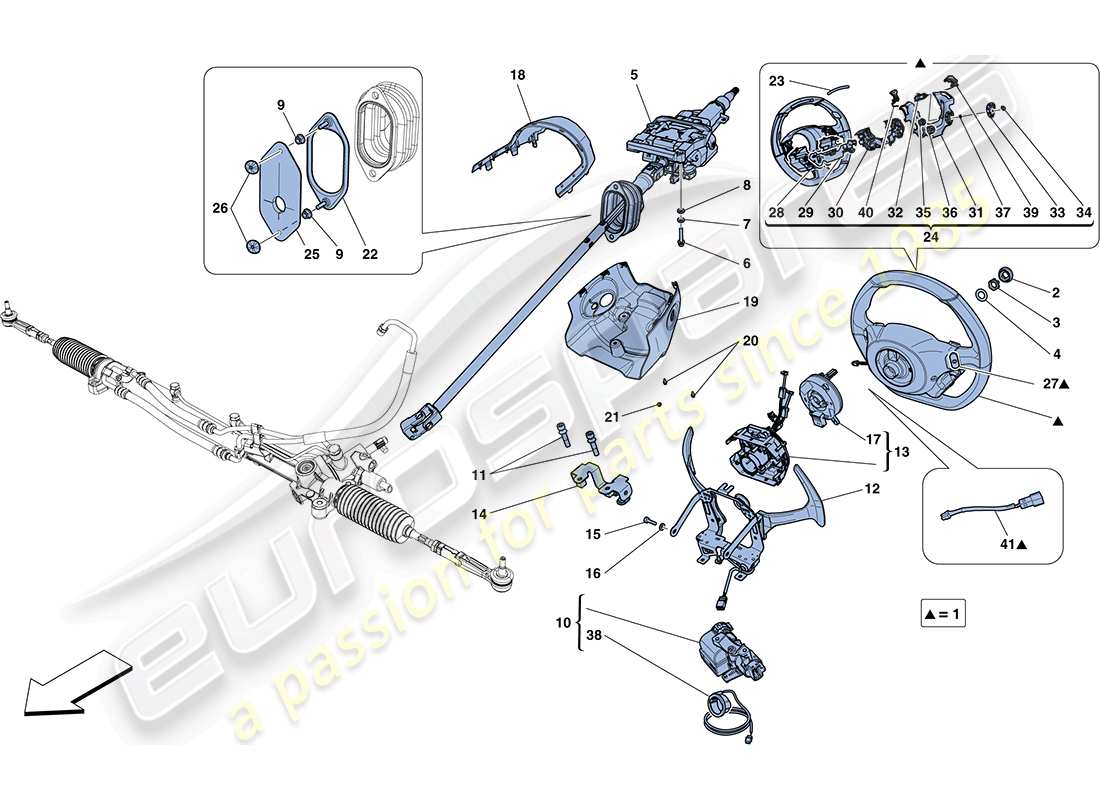 ferrari ff (rhd) steering control part diagram