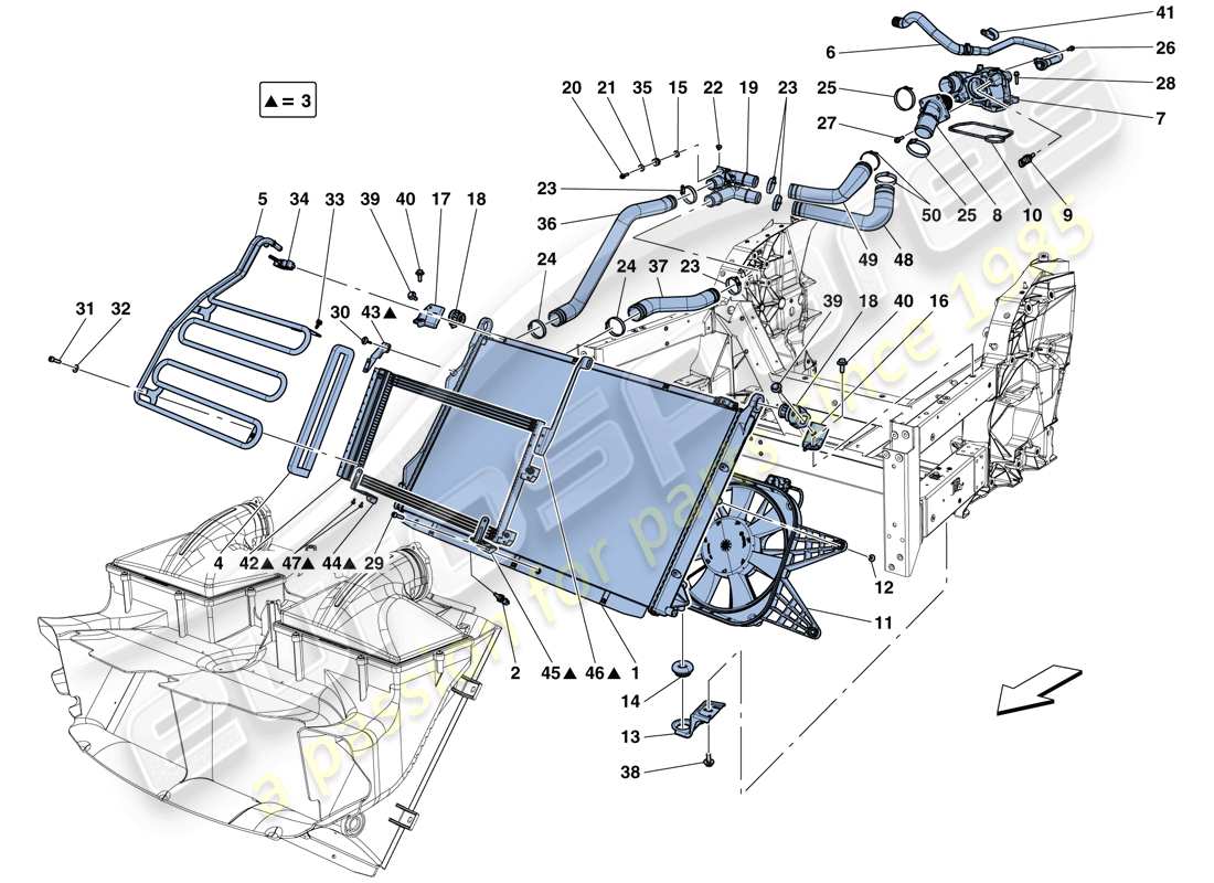 ferrari california t (usa) cooling: radiators and air ducts part diagram