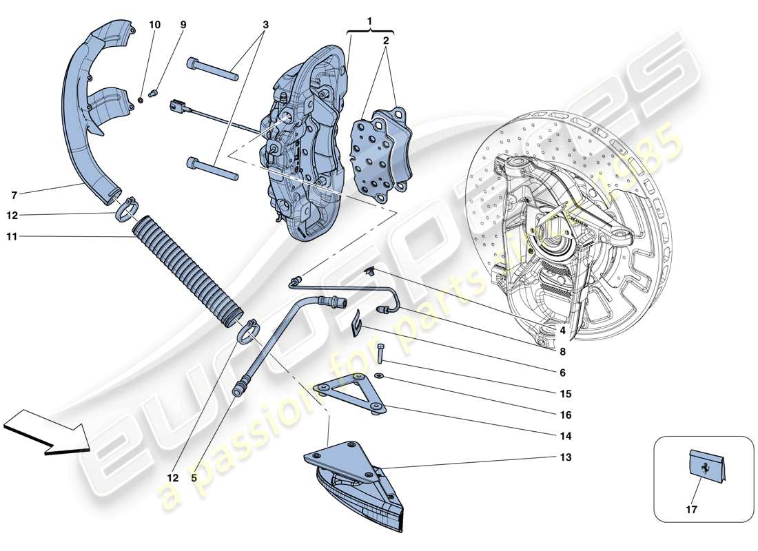 ferrari 458 speciale (rhd) front brake callipers part diagram