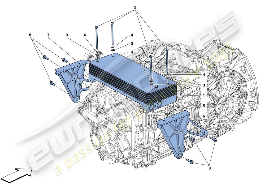 ferrari 488 gtb (rhd) gearbox oil cooling radiators part diagram