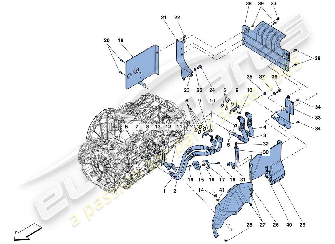 ferrari 488 gtb (rhd) gearbox oil lubrication and cooling system part diagram