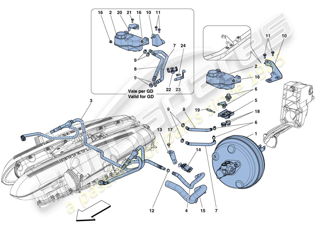 ferrari f12 tdf (usa) servo brake system part diagram