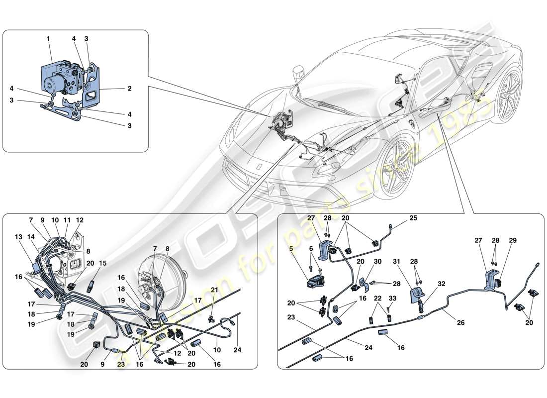 ferrari 488 gtb (rhd) brake system part diagram