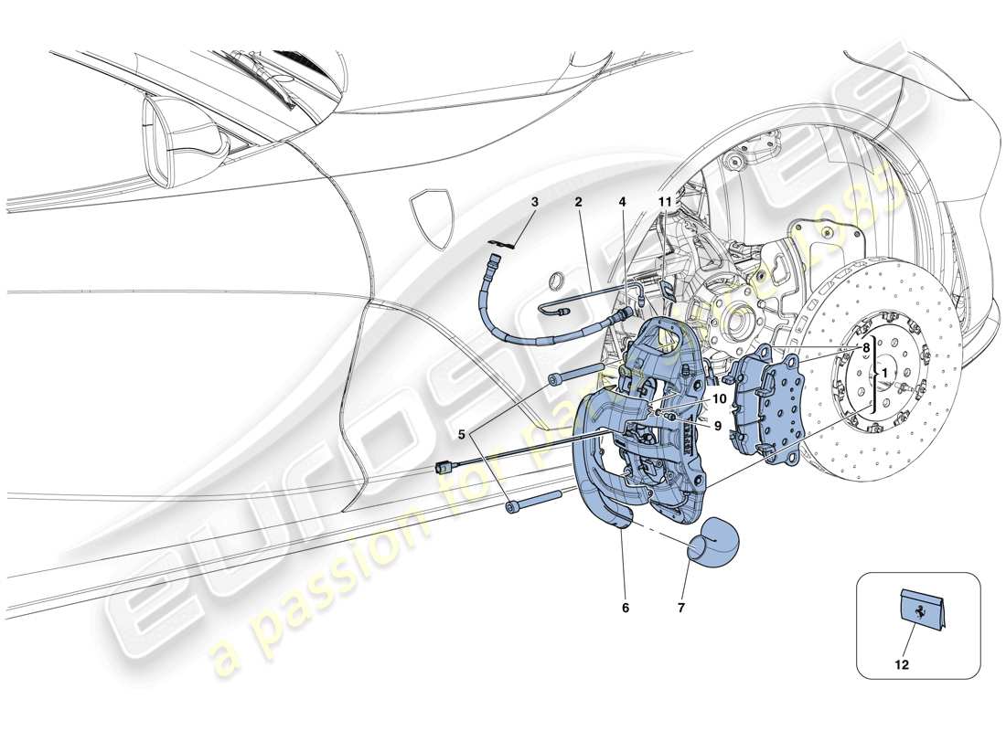 ferrari 812 superfast (europe) front brake callipers part diagram