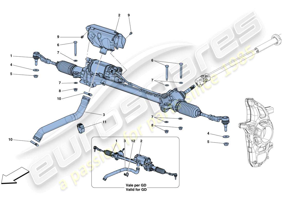 ferrari 812 superfast (europe) electric steering box part diagram