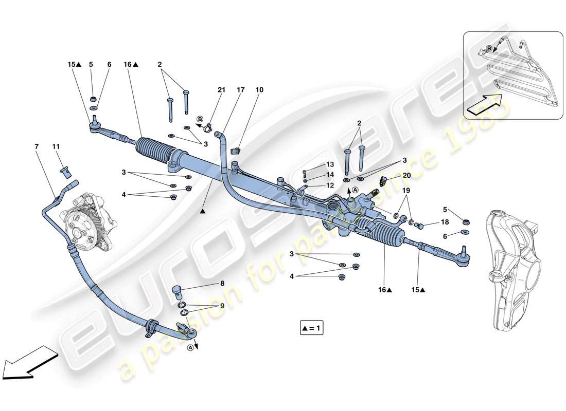 ferrari gtc4 lusso t (rhd) hydraulic power steering box part diagram