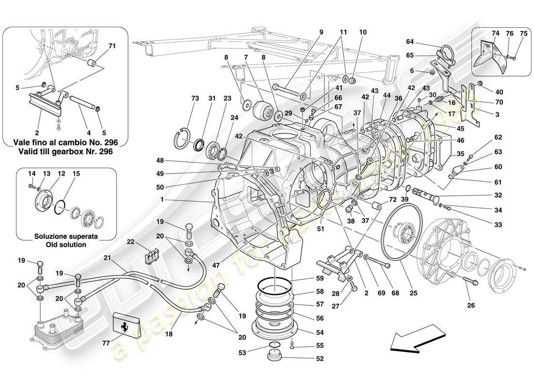 ferrari f430 spider (rhd) gearbox - covers part diagram