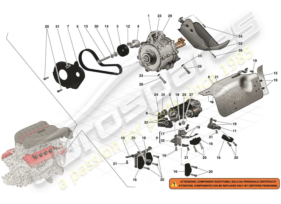 ferrari laferrari (europe) starter motor and electric motor 2 part diagram