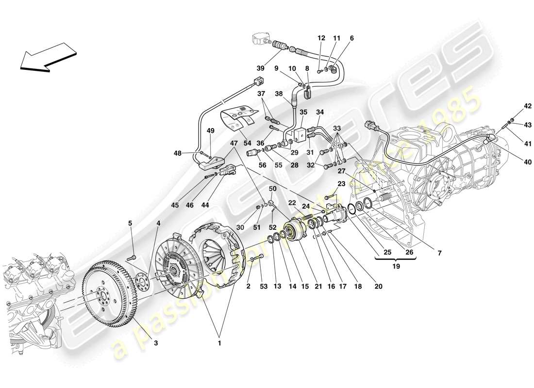 ferrari f430 scuderia (rhd) clutch and controls part diagram