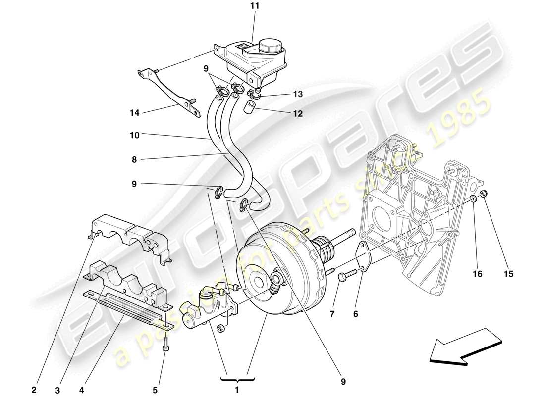 ferrari f430 scuderia (europe) hydraulic brake and clutch controls part diagram